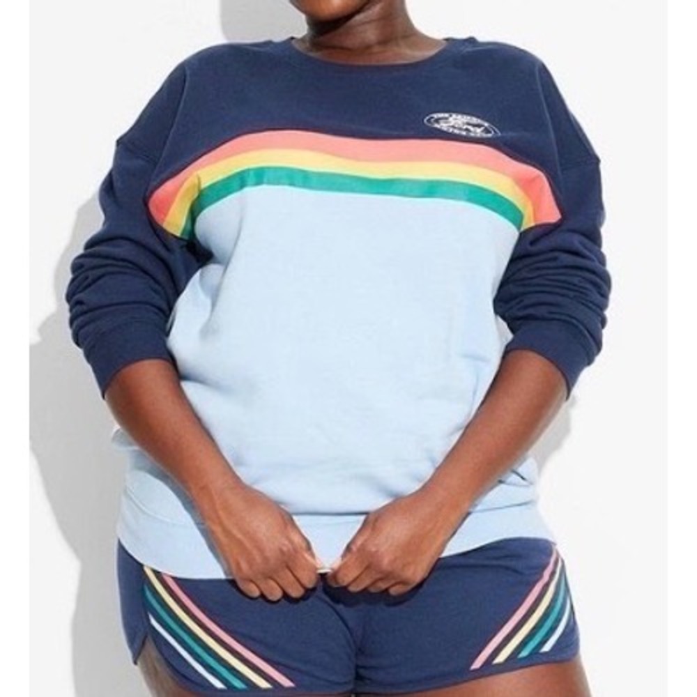 Ford Sweatshirt Women's‎ XXL Retro Colorblock Racing Motor Company Navy Blue